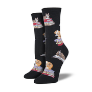 Socksmith Socks Women's Cats on Books Black