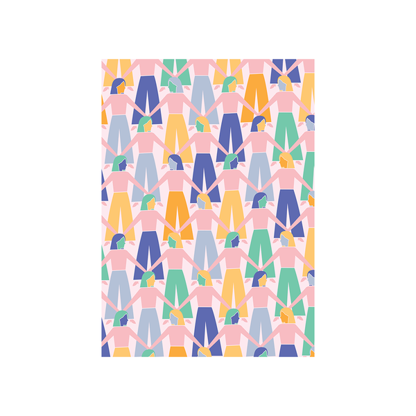 Iko Iko Abstract Card Hand in Hand Blue Pink Yellow Green