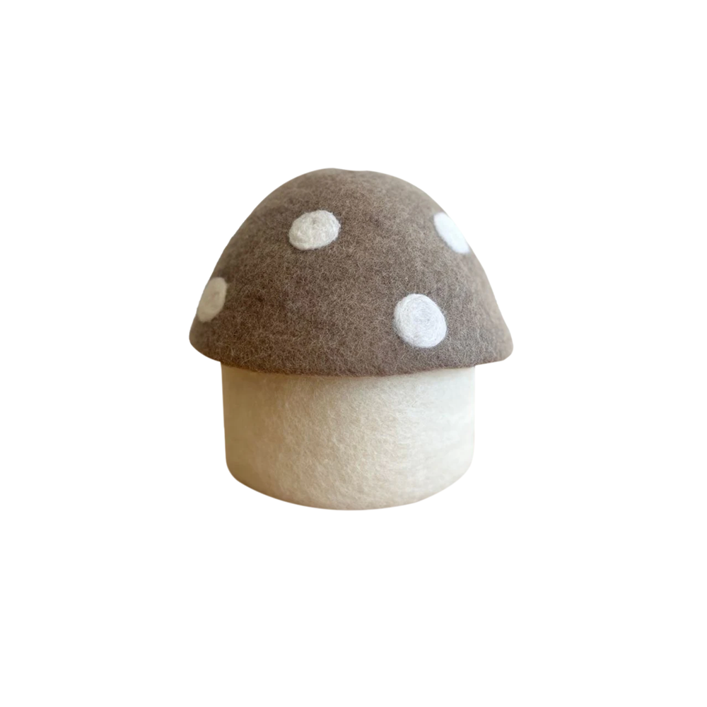 Sheep-ish Felt Toadstool Basket with Lid Small Fawn