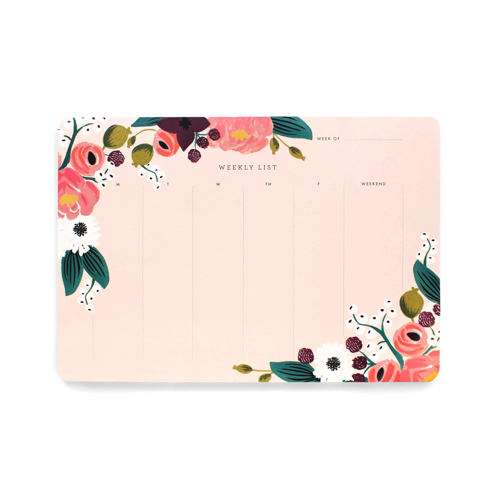 Rifle Paper Co Weekly Desk Pad Pink Floral