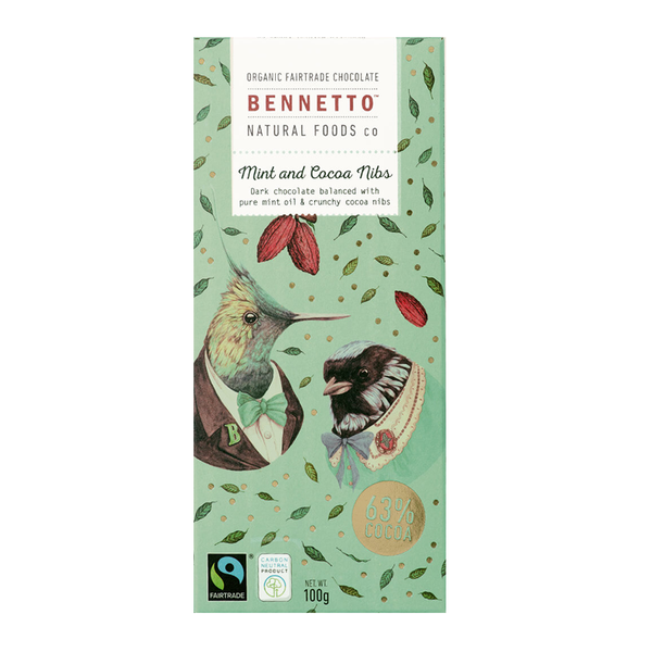 Bennetto Chocolate Mint and Nibs 100g