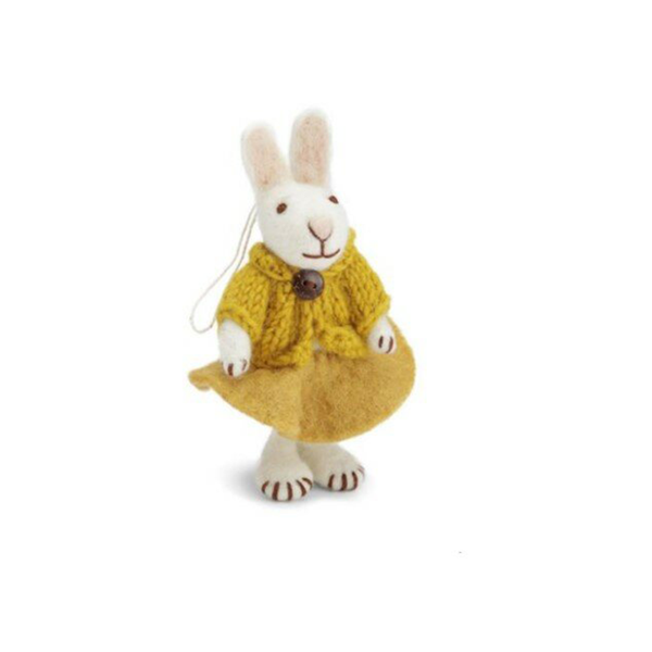 En Gry & Sif Fair Trade Felt Bunny with Ochre Skirt and Jacket
