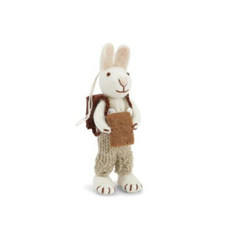 En Gry & Sif Fair Trade Felt Bunny with Grey Overalls and Book