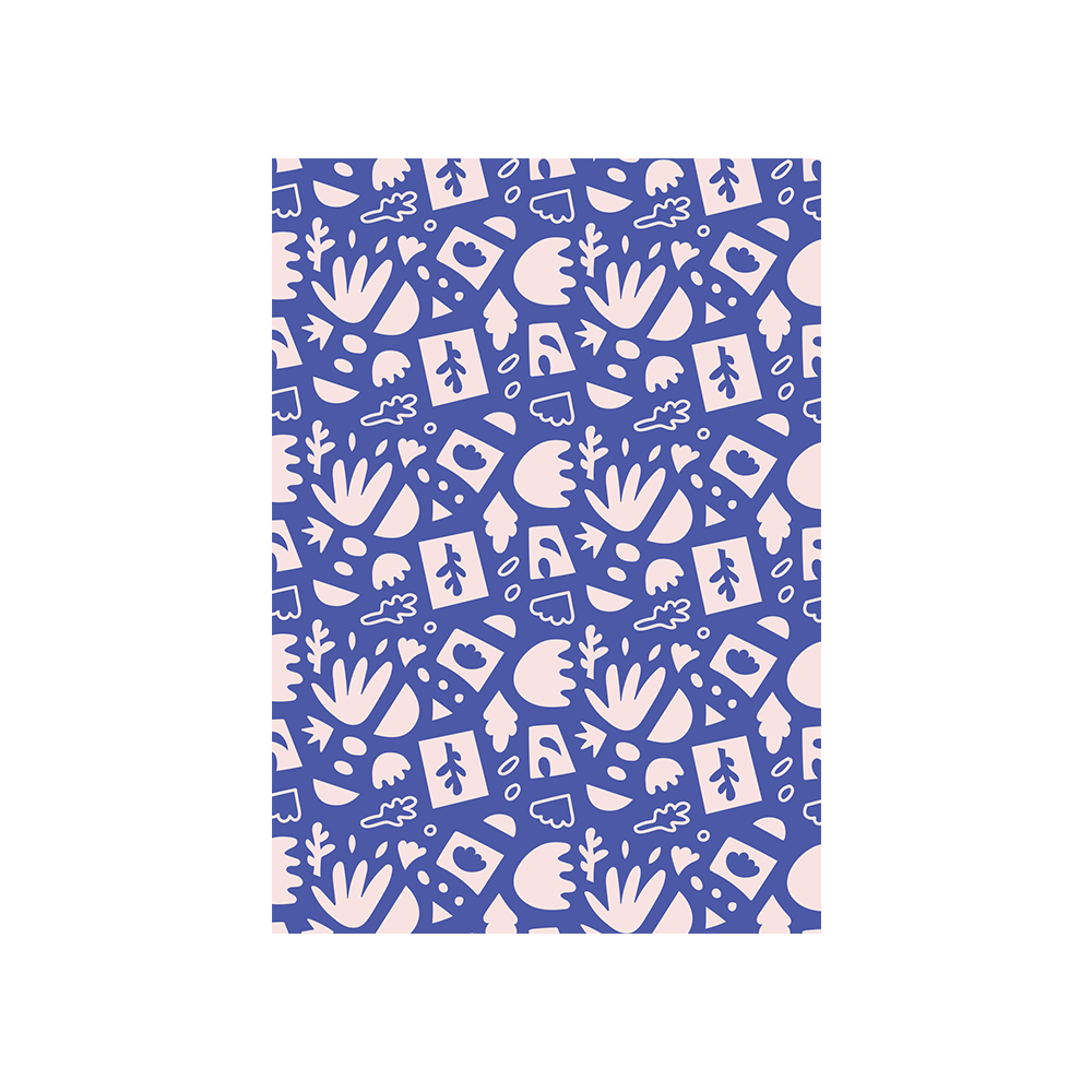 Iko Iko Abstract Card Leaf Dark Blue Pink
