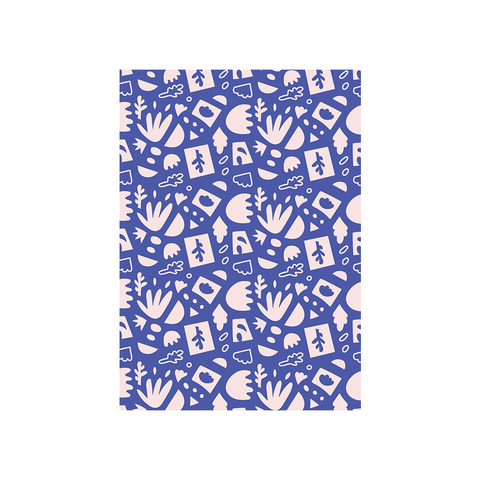 Iko Iko Abstract Card Leaf Dark Blue Pink