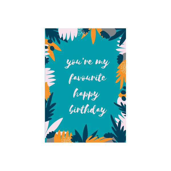 Iko Iko Floral Message Card Favourite Birthday