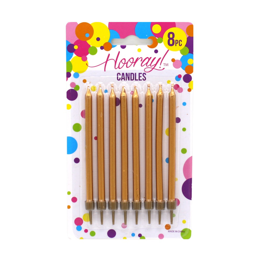 Birthday Cake Candles Metallic Gold Pack of 8
