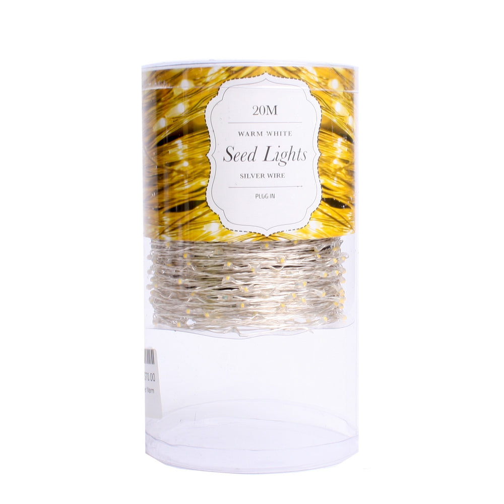 LED Wire Seed Light String 20m Silver Warm White Plug in