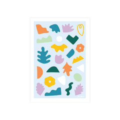 Iko Iko A4 Art Print Abstract Shapes Light Blue