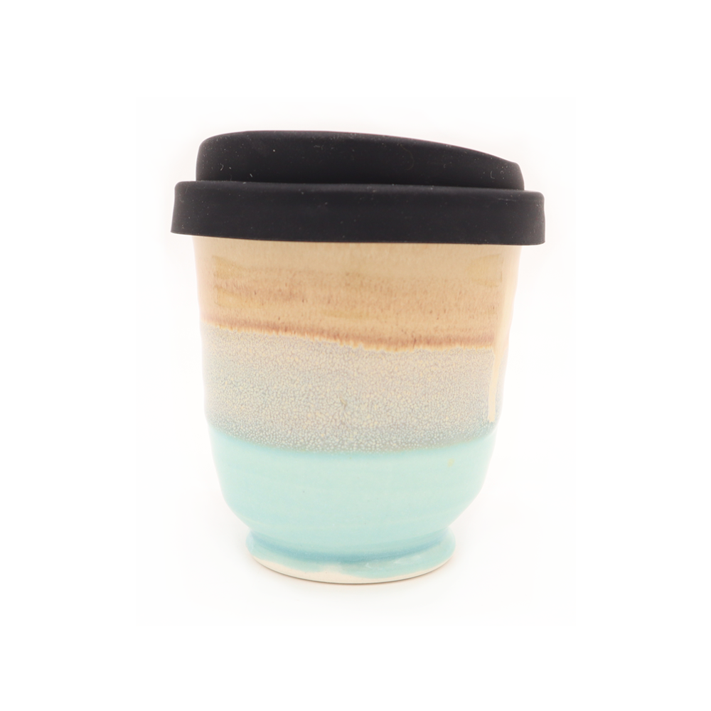 Westcoast Stoneware Reusable Cup Beige and Turquoise