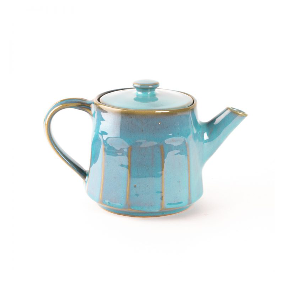 Paneled Stoneware Teapot Turquoise