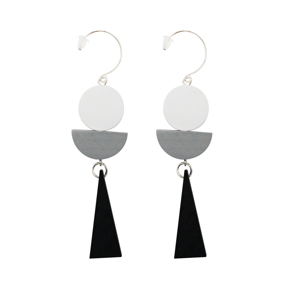 Penny Foggo Earrings Wooden Triangle Shapes Black