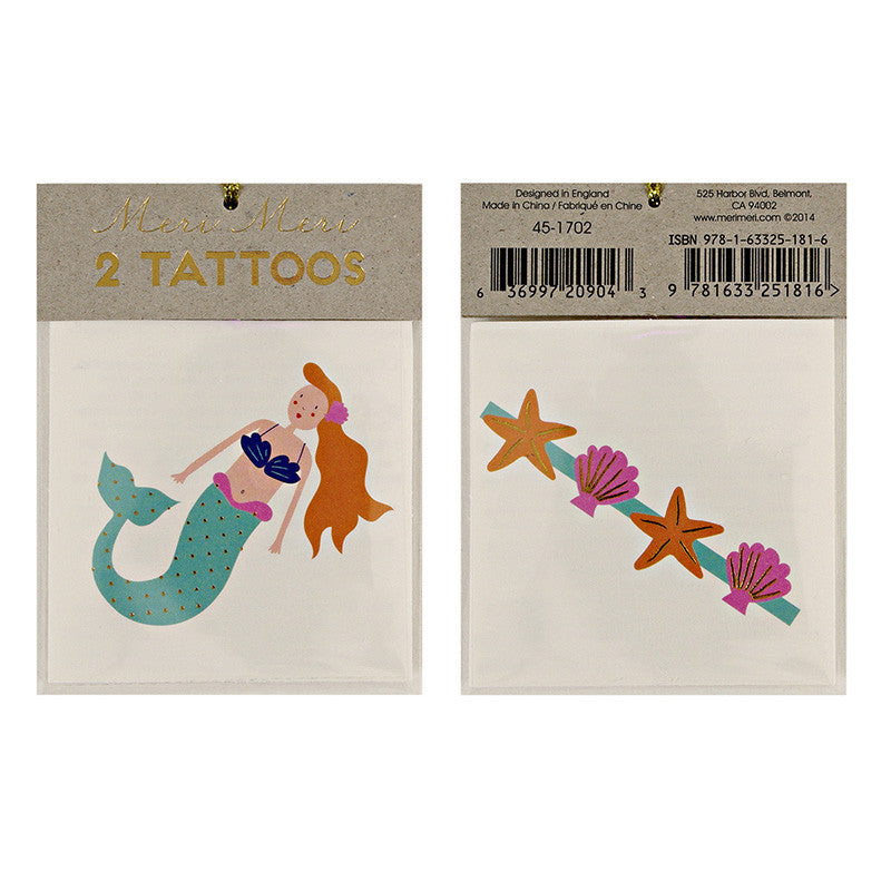 Meri Meri Tattoos Mermaid and Sea Shells