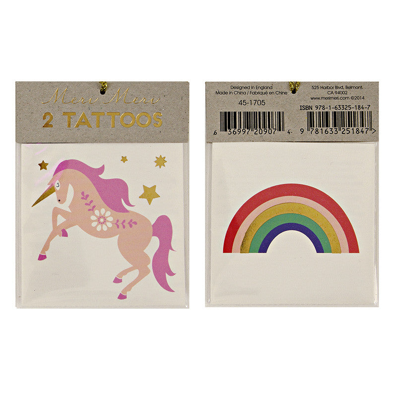 Meri Meri Tattoos Unicorn & Rainbow