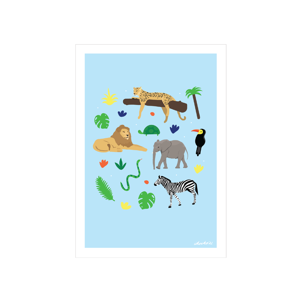 Iko Iko A4 Art Print Safari Animals