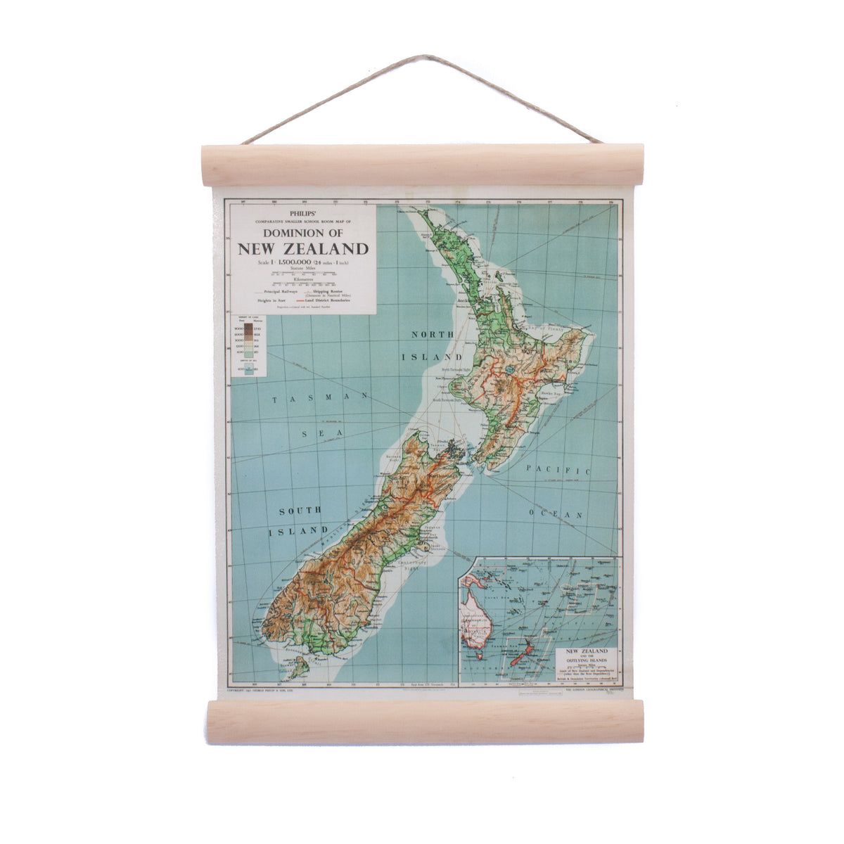 New Zealand Retro Mini Wall Chart NZ Dominion Map Small