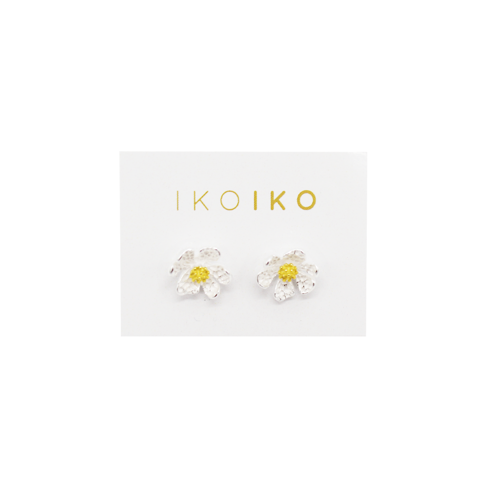 Iko Iko Studs Uneven Daisy Gold on Silver