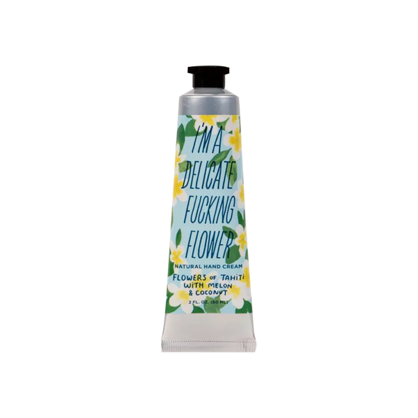 Blue Q Delicate F*cking Flower Natural Hand Cream Flowers of Tahiti Melon and Coconut