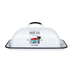 Moana Road Haere Mai Enamel Butter Dish White