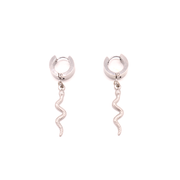 Penny Foggo Earrings Huggie Hoops Long Snake  Silver