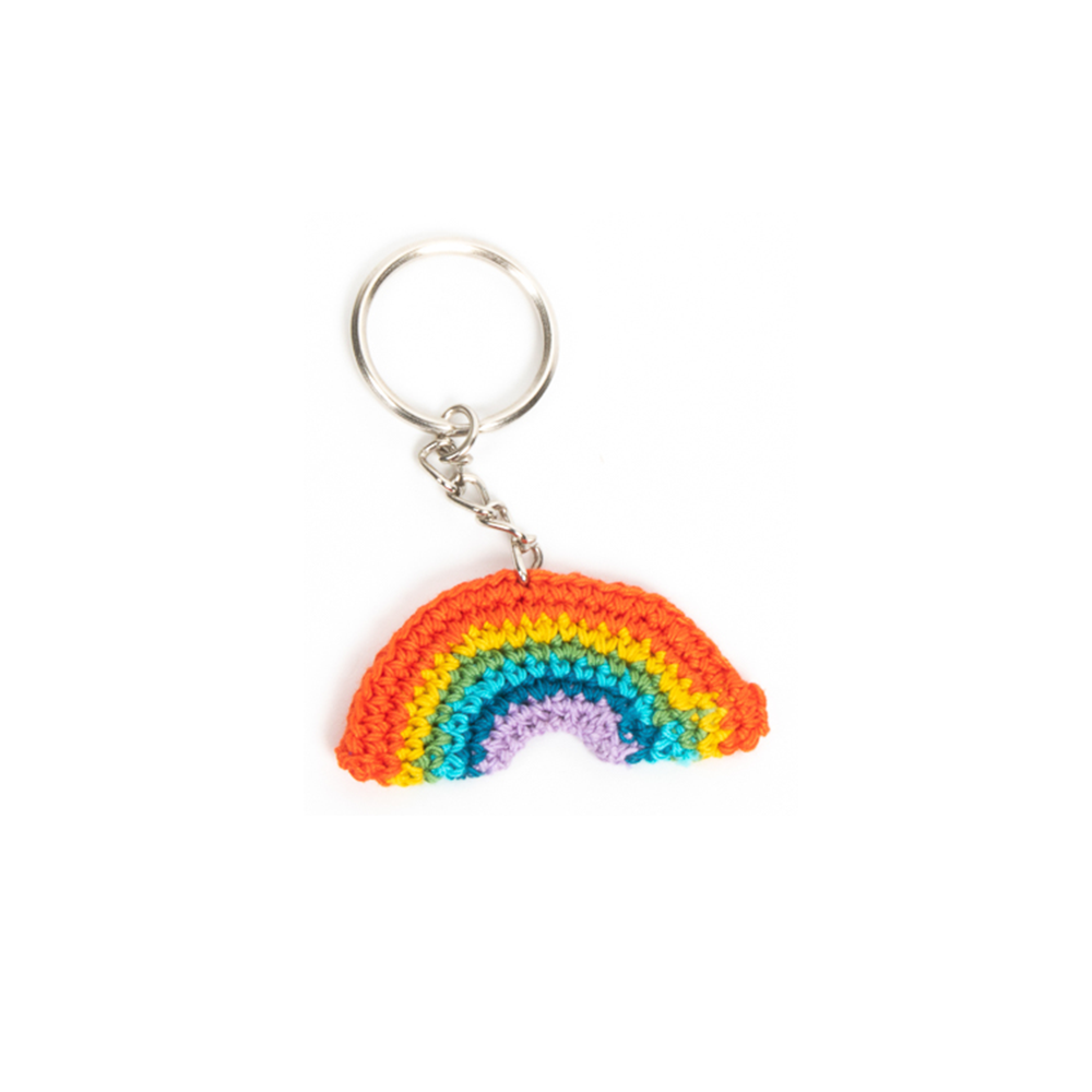 Hand Crocheted Rainbow Keyring