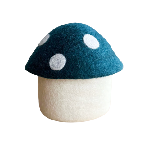 Felt Toadstool Basket with Lid Large Deep Teal