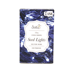LED Wire Seed Light String 10m USB Silver Cool White