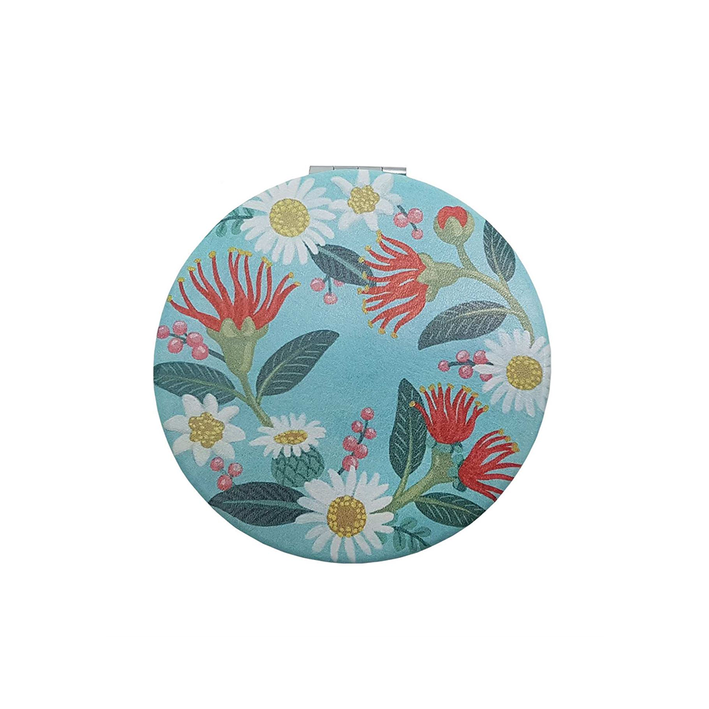 Flowers on Aqua Cosmetic Mirror