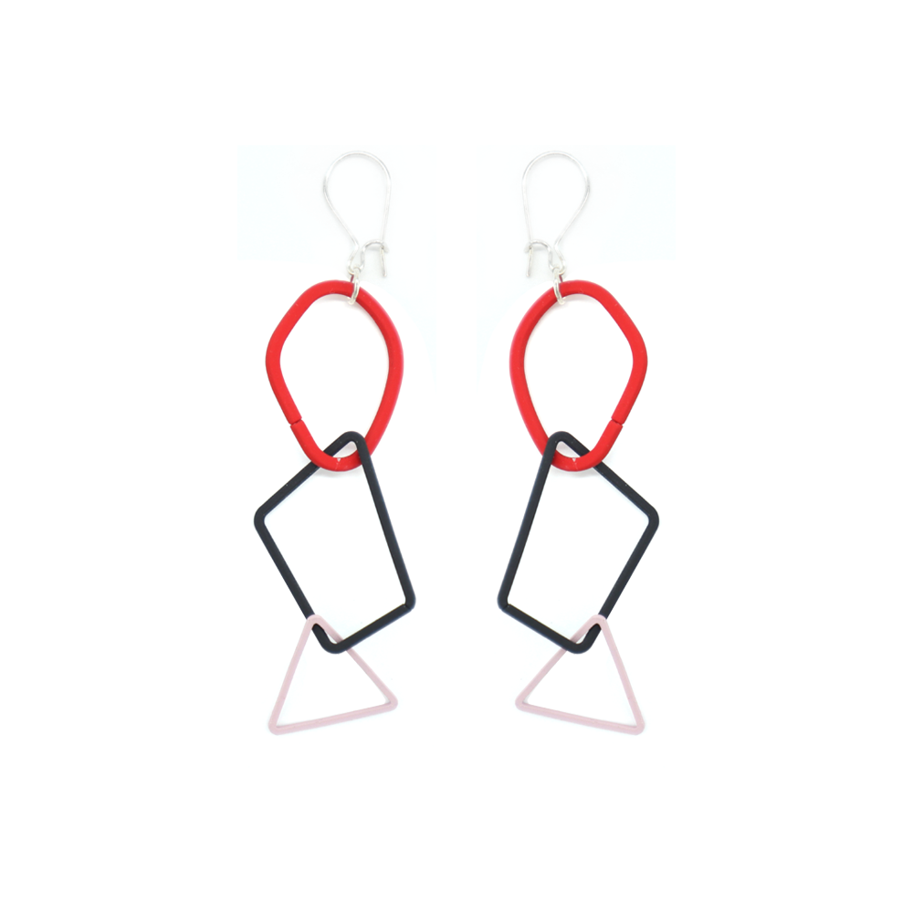 Penny Foggo Earrings Shapes Red Black Pink
