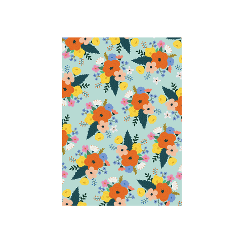 Iko Iko Floral Card Bright Bloom Mint with Orange Flower