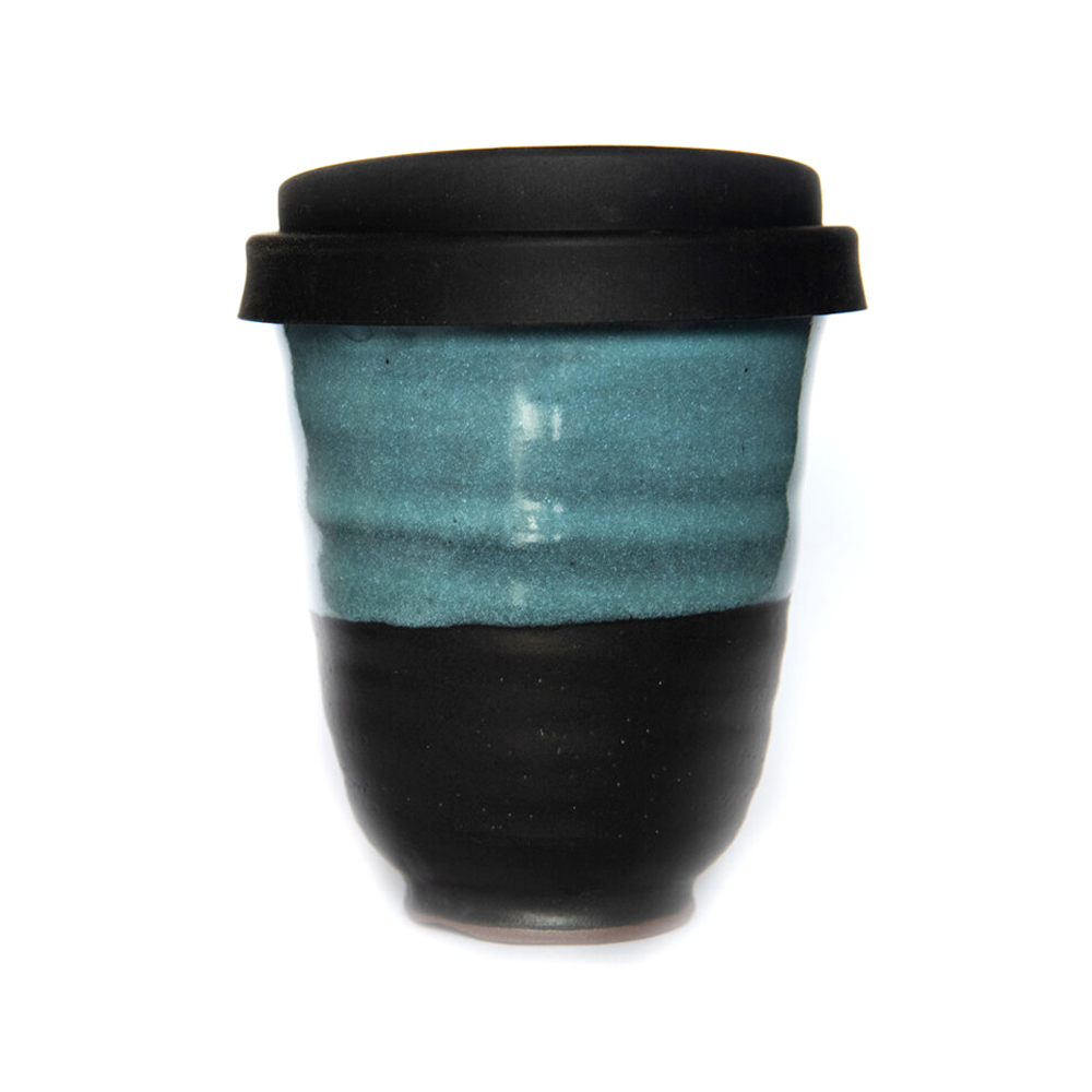 Westcoast Stoneware 8oz Reusable Cup Tangaroa Midnight Black and Blue
