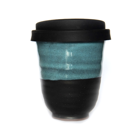 Westcoast Stoneware 8oz Reusable Cup Tangaroa Midnight Black and Blue