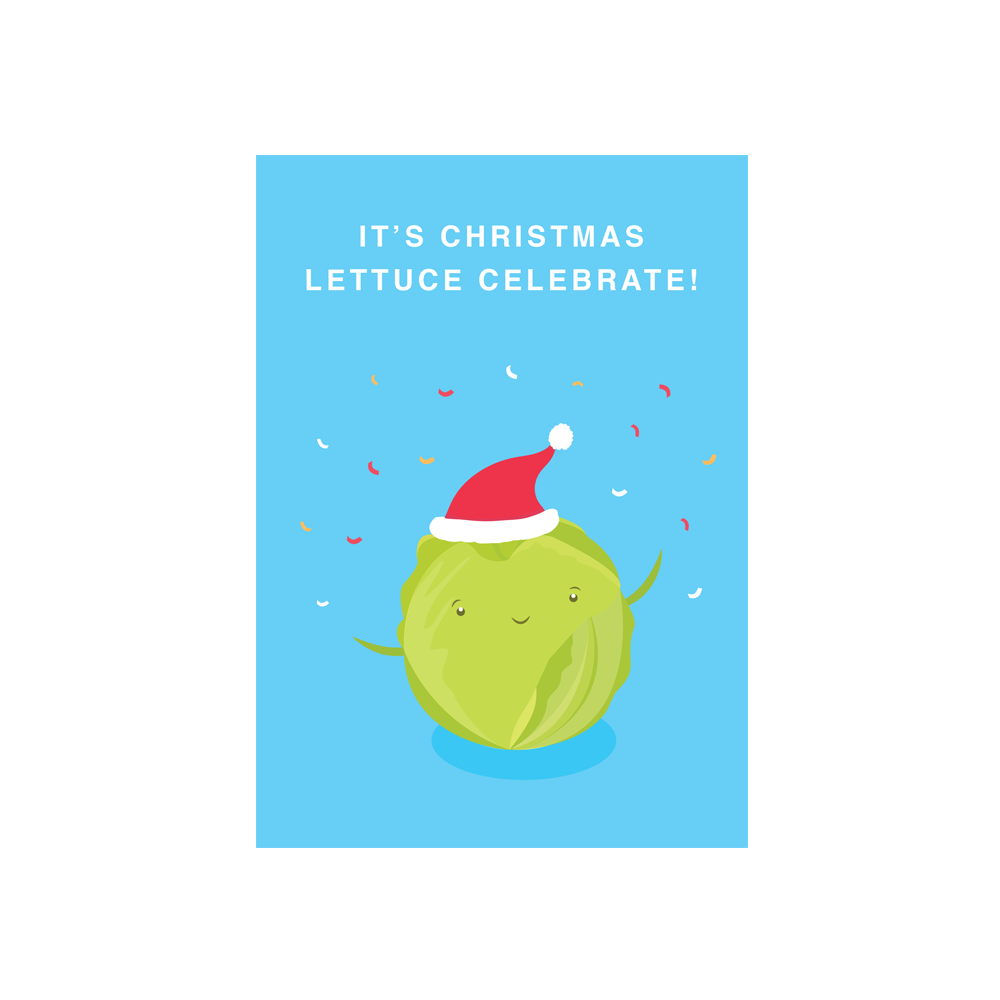 Iko Iko Christmas Card Cutie Food Pun Lettuce
