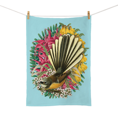 New Zealand Retro Tea Towel Botanical Fantail