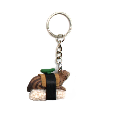 Sushi Cat Keychain Brown Tabby Gherkins