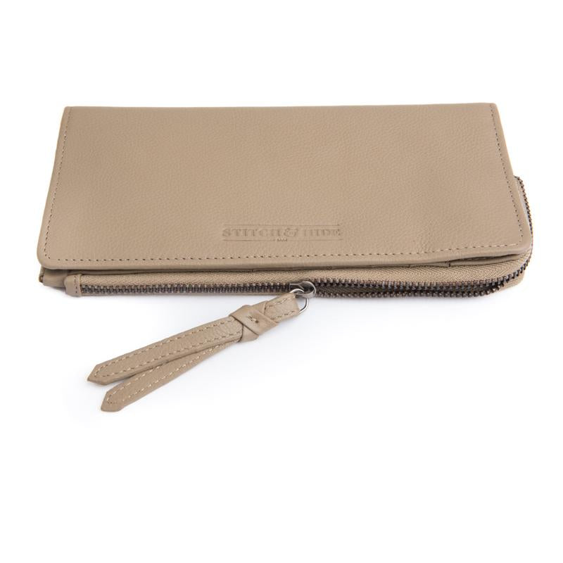 Stitch & Hide Leather Slimline Wallet Penni Dusty Linen