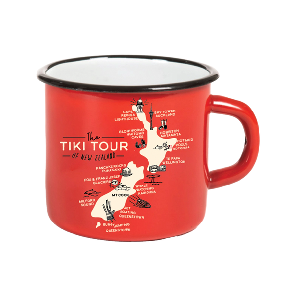 Moana Road Tiki Tour Enamel Mug Red
