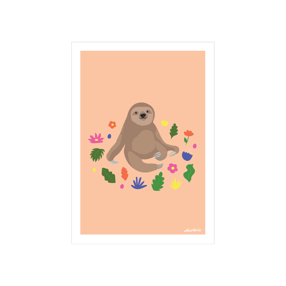 Iko Iko A4 Art Print Zen Sloth