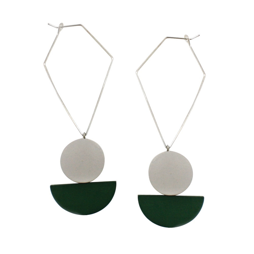 Penny Foggo Earrings Wood Drops Green