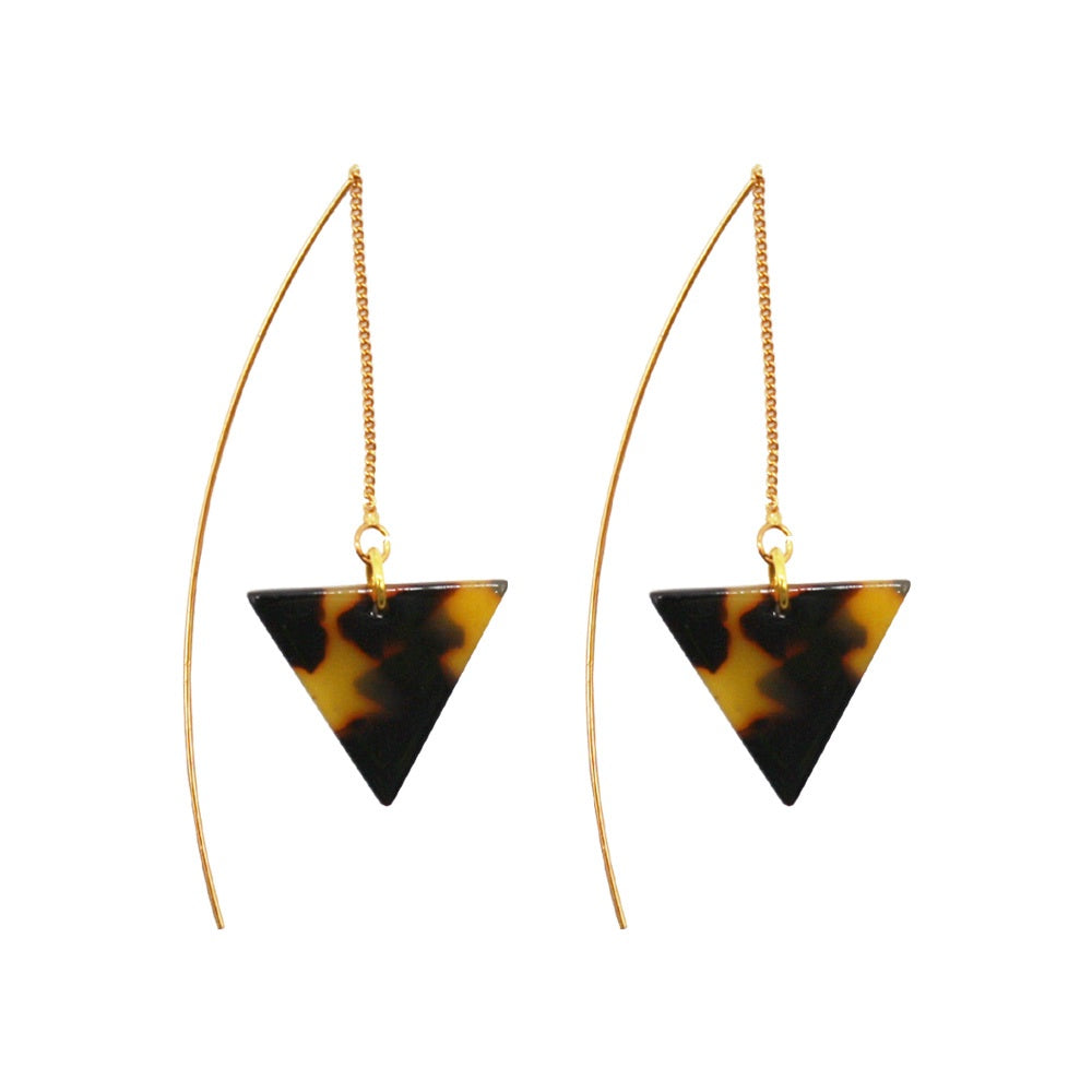 Penny Foggo Earrings Tortoiseshell Gold Threads Triangle