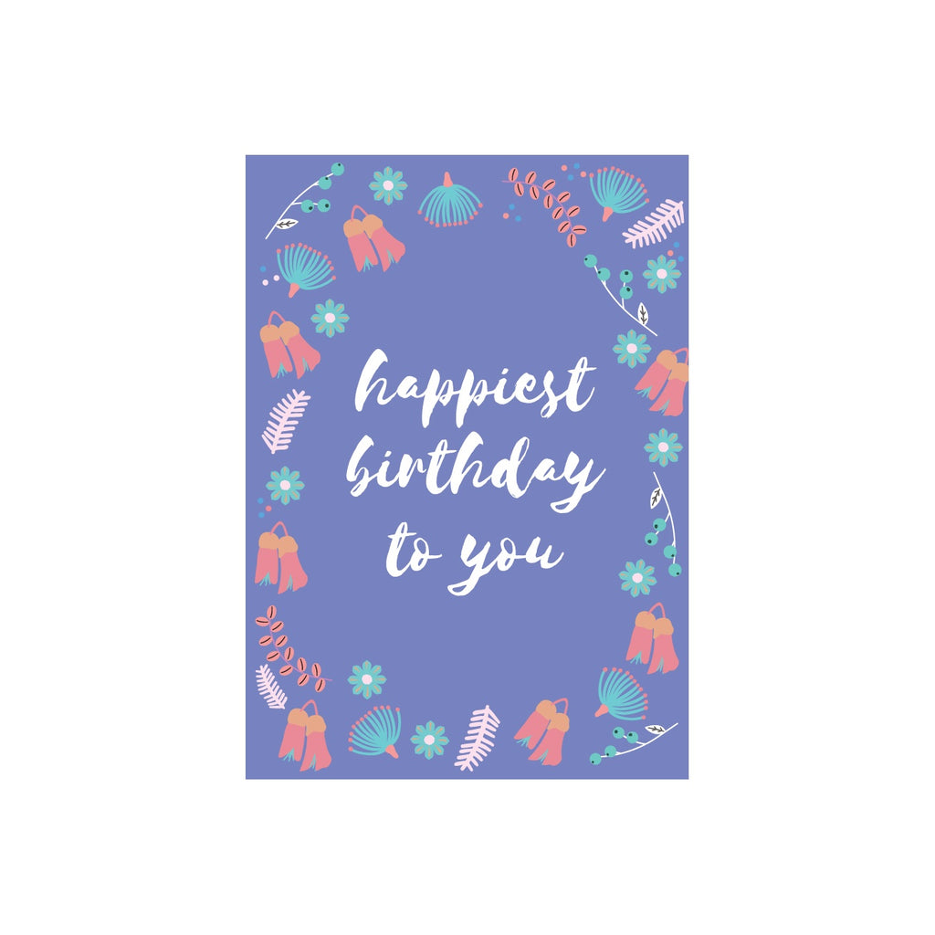 Iko Iko Floral Message Card Happiest Birthday