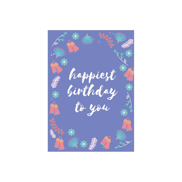 Iko Iko Floral Message Card Happiest Birthday