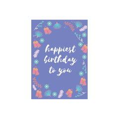 Iko Iko Floral Message Card Happiest Birthday