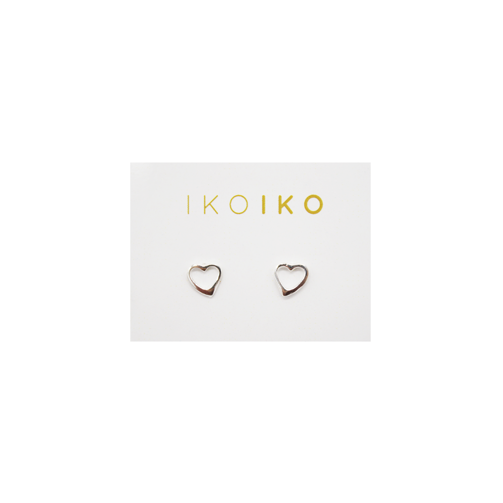 Iko Iko Studs Hollow Heart Silver