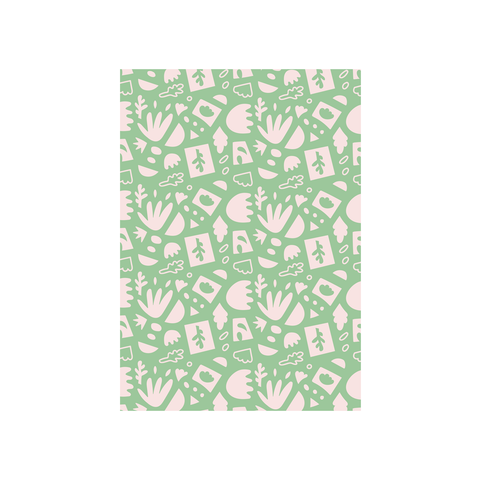 Iko Iko Abstract Card Leaf Green Pink