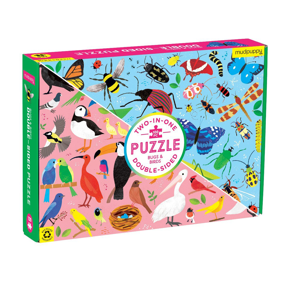 Mudpuppy Double Sided 100 Piece Puzzle Bugs and Birds