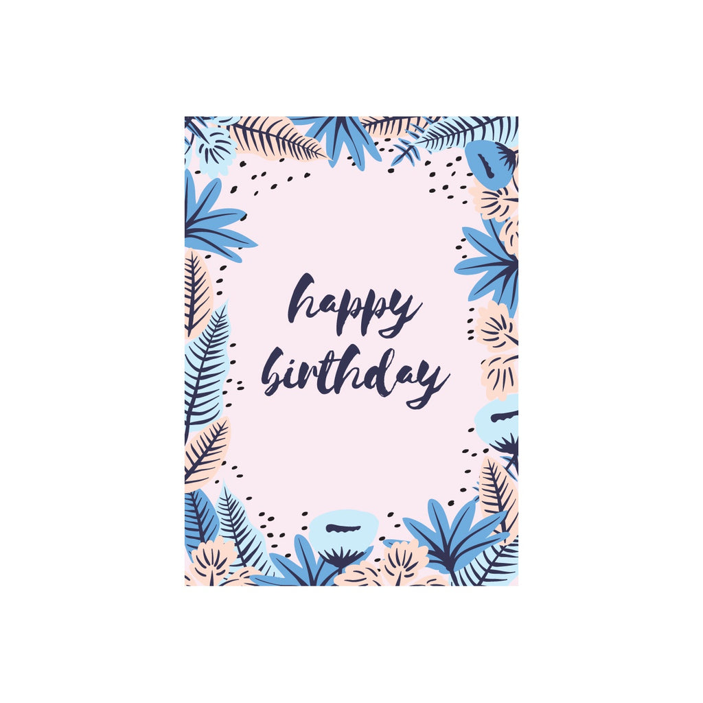 Iko Iko Floral Message Card Happy Birthday Pink