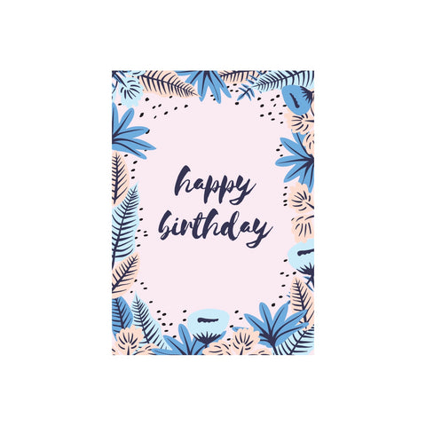 Iko Iko Floral Message Card Happy Birthday Pink