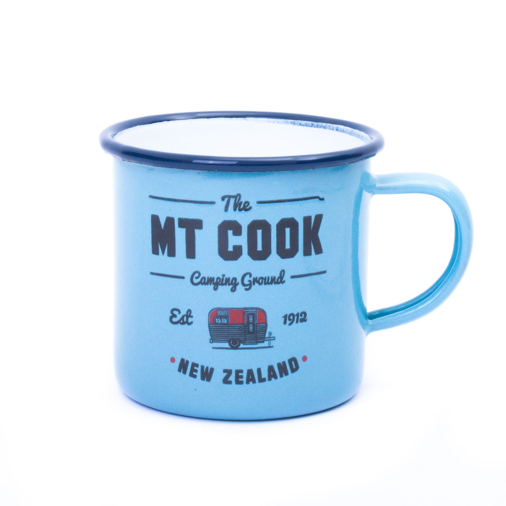 Moana Road Mt Cook Camping Ground Enamel Mug Blue