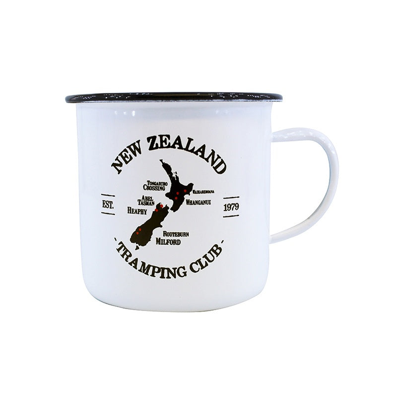 Moana Road NZ Tramping Enamel Mug White